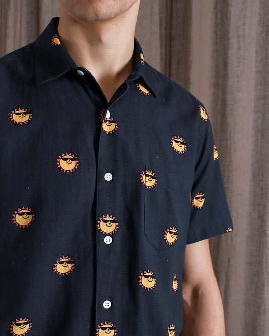 Far Afield CLASSIC Shirt Sun Print Navy Iris Far Afield