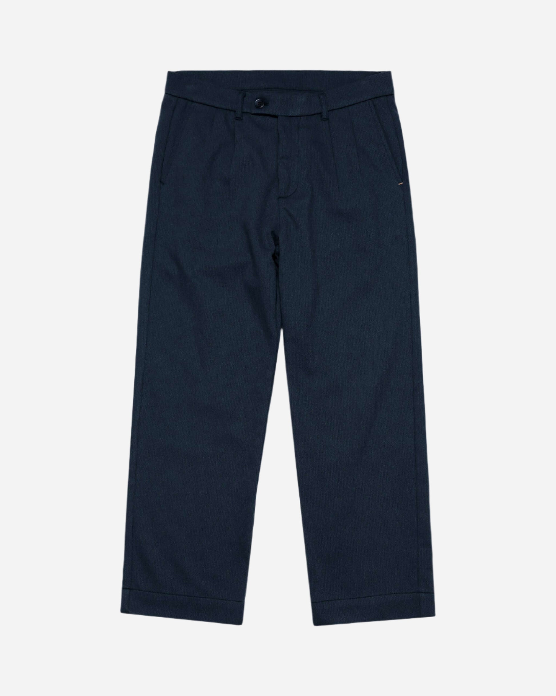 Far Afield Double Pleated Trouser Blue Braided Weave Far Afield