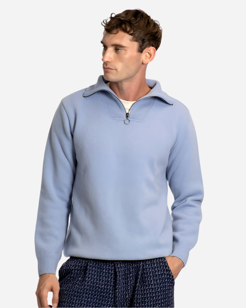 Far Afield BOKO Funnel Neck Knit Silver Blue Far Afield
