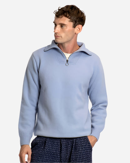 Far Afield BOKO Funnel Neck Knit Silver Blue Far Afield