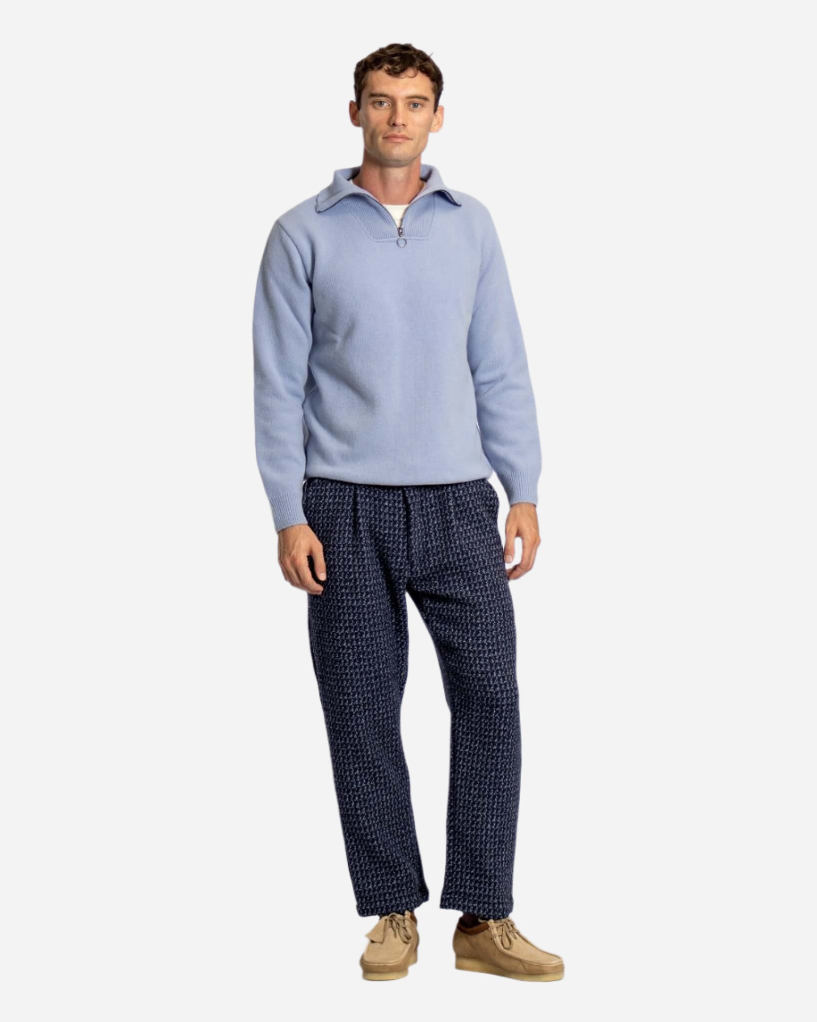 Far Afield BOKO Funnel Neck Knit Silver Blue Far Afield