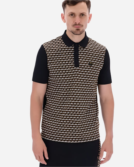 FILA SARO Geo Pattern Polo Black-20% OFF!