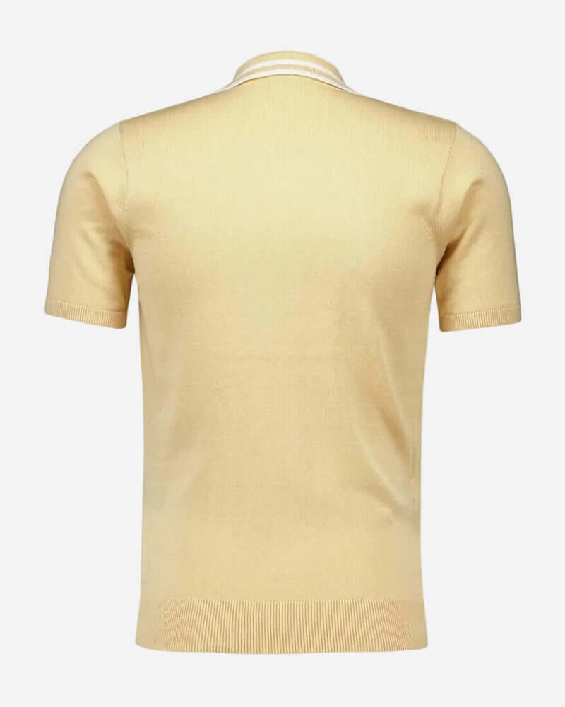 Gabicci JOHNSON Polo Lemon back view featuring short sleeves and ribbed details.