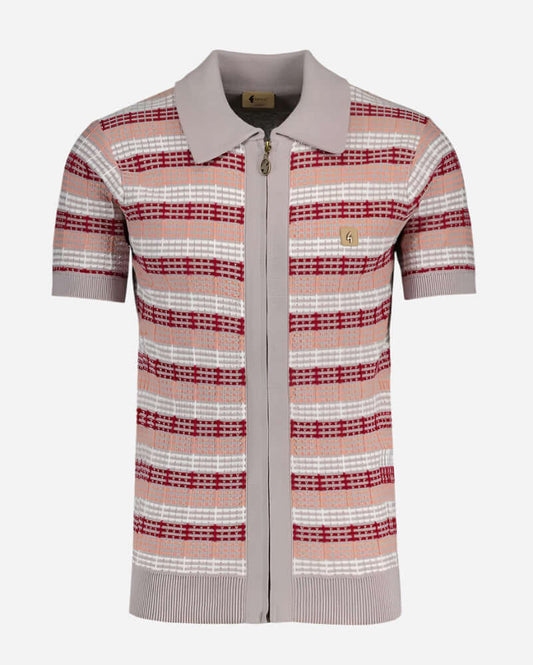 Gabicci GORDON Textured Knit Polo Mushroom