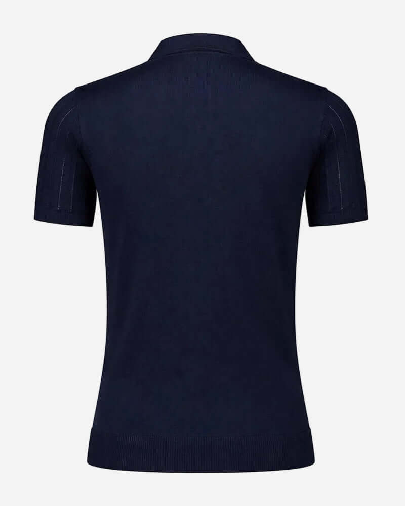 Back view of the Gabicci WOODALL Polo Navy showcasing its vintage mod design and lightweight construction.