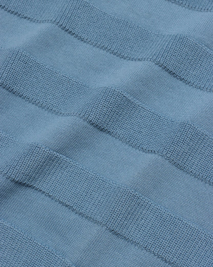 Far Afield MARSAN Short Sleeve Polo Allure Blue Raised Stripe