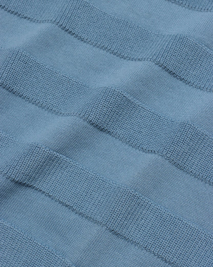 Far Afield MARSAN Short Sleeve Polo Allure Blue Raised Stripe Far Afield