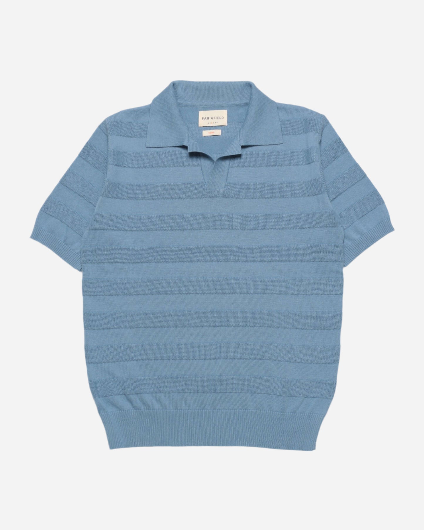 Far Afield MARSAN Short Sleeve Polo Allure Blue Raised Stripe Far Afield