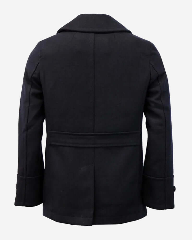 Back view of the Merc DOYLE Mod Style Peacoat Black showcasing its clean design and structured fabric.