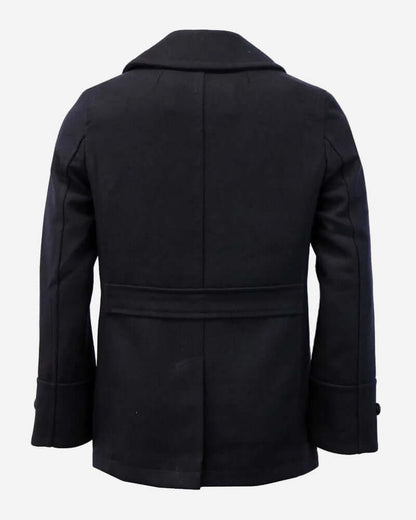 Back view of the Merc DOYLE Mod Style Peacoat Black showcasing its clean design and structured fabric.