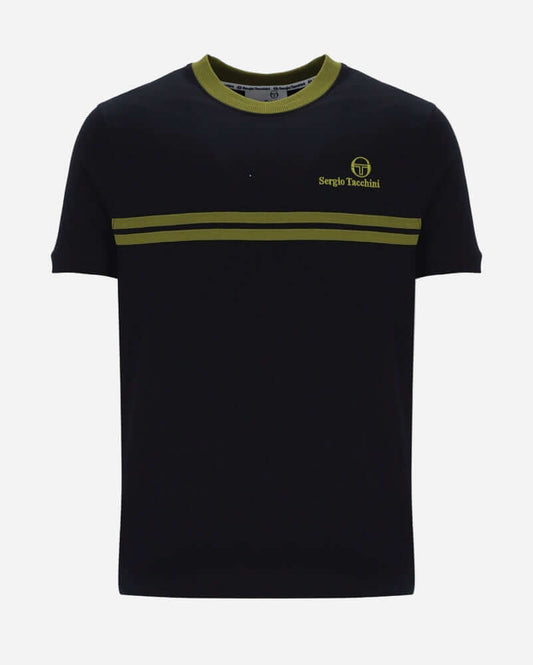 Sergio Tacchini NEW SUPERMAC T Shirt Black/Avocado