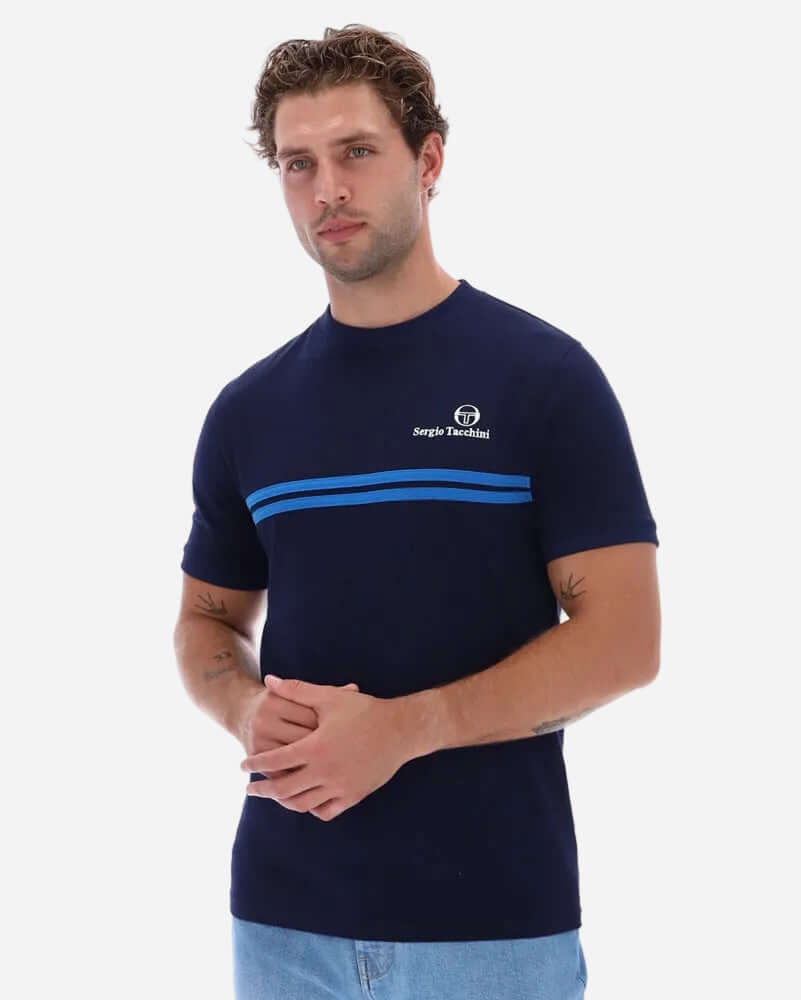 Sergio Tacchini NEW SUPERMAC T Shirt Maritime Blue/Princess Blue