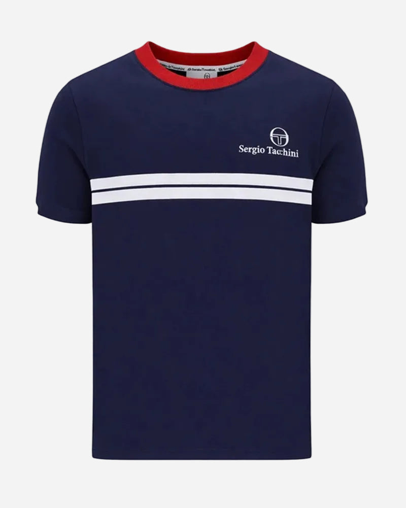Sergio Tacchini SUPERMAC T Shirt Maritime Blue/Adrenaline Rush/White