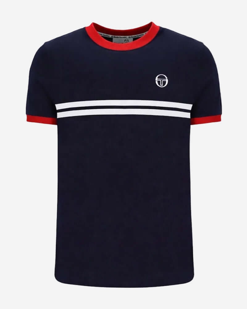 Sergio Tacchini SUPERMAC T Shirt Maritime Blue/Adrenaline Rush/White