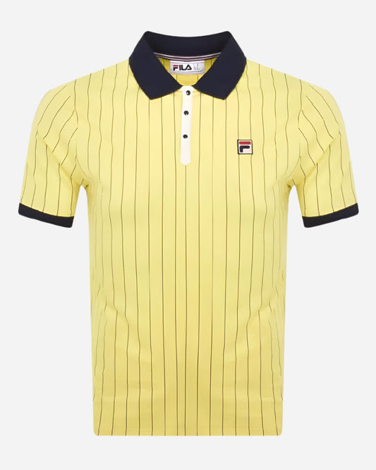 FILA Vintage BB1 Classic Striped Polo Limelight/Navy/Gardenia