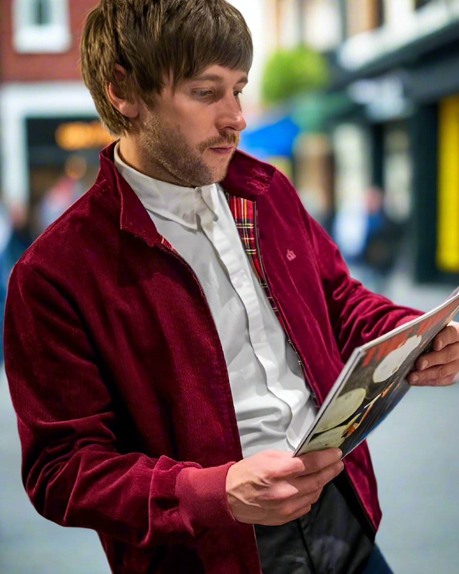 Merc London HIGHBURY Corduroy Harrington Jacket Wine Merc Clothing