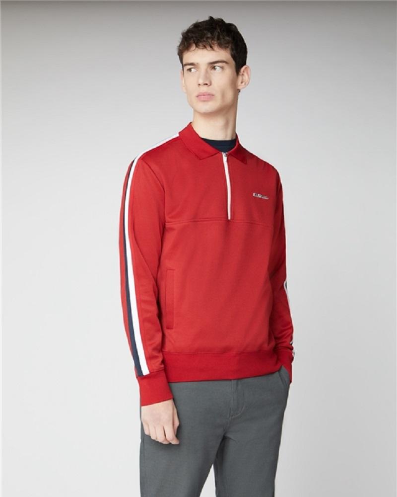 Ben Sherman Quarter Zip Tricot Top Red