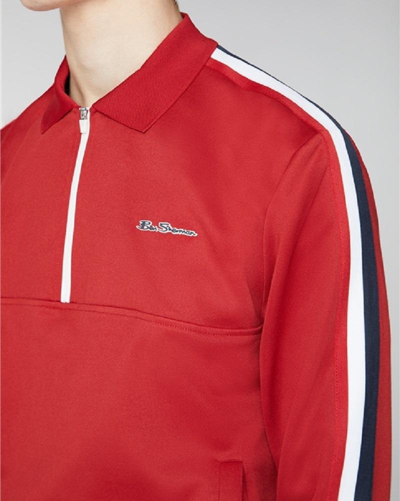 Ben Sherman Quarter Zip Tricot Top Red