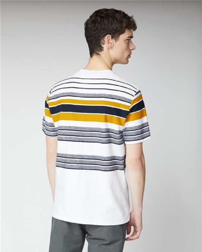 Ben Sherman Reverse Knit Stripe T Shirt Snow White