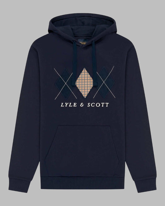 Lyle and Scott Archive DIAMOND APPLIQUE HOODIE Dark Navy