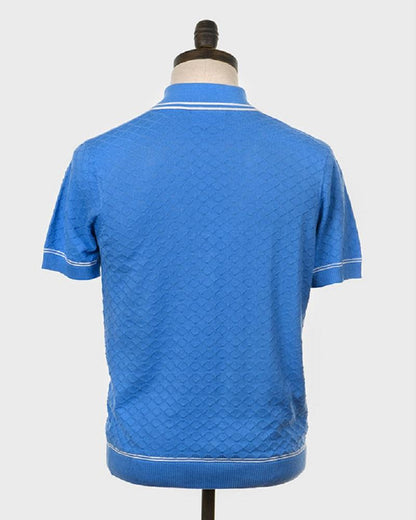 Art Gallery Clothing McGRIFF Knitted Polo Shirt Sky Blue