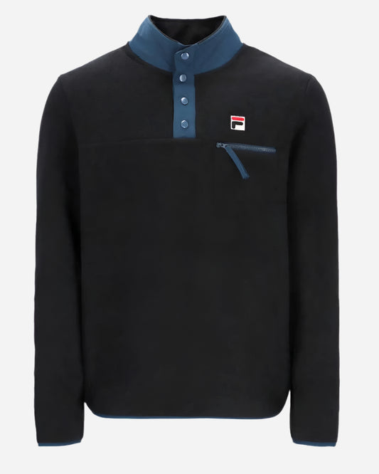 FILA Pavel Button Up Polar Fleece Black/Dark Teal