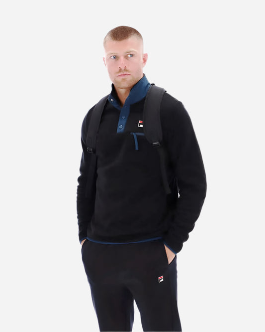 FILA Pavel Button Up Polar Fleece Black/Dark Teal FILA