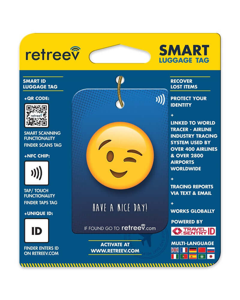 Retreev Smart Luggage Tag EMOJI WINK Retreev Smart Tag