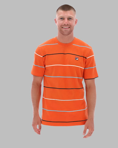 FILA Thiago Striped T Shirt Mandarin Orange
