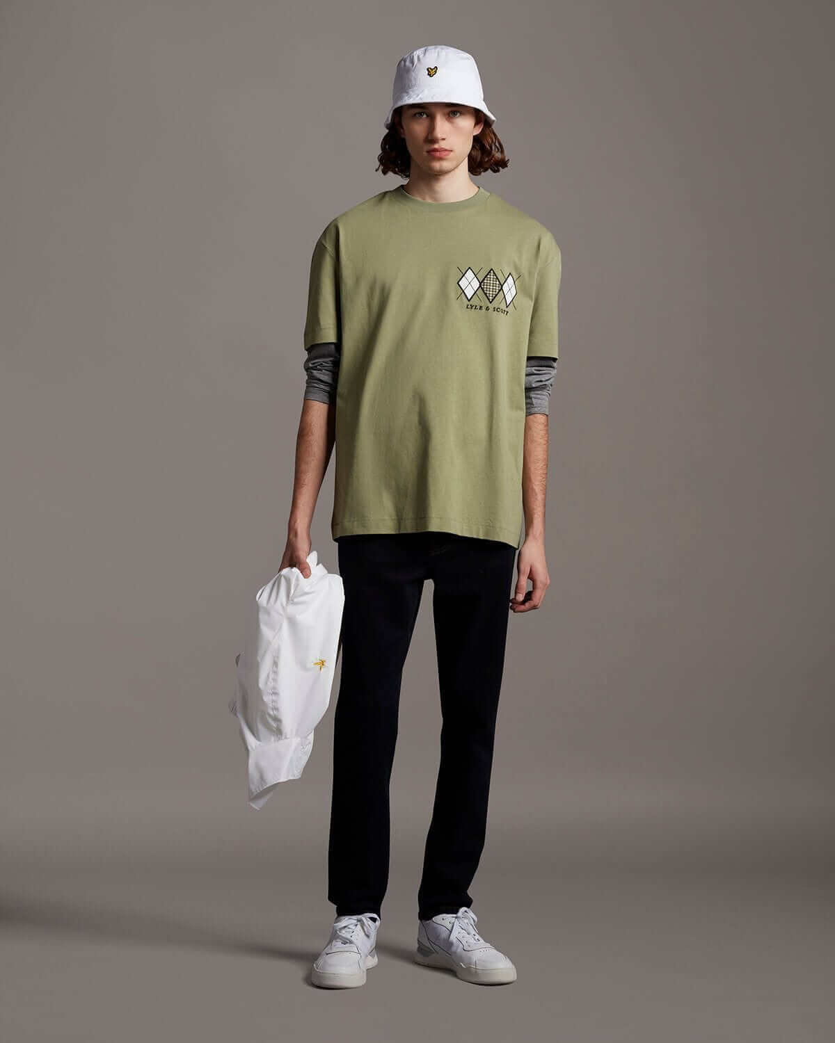 Lyle and Scott Archive DIAMOND APPLIQUE T SHIRT Moss