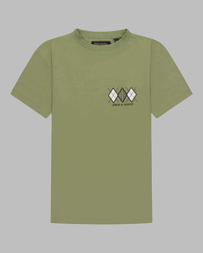 Lyle and Scott Archive DIAMOND APPLIQUE T SHIRT Moss