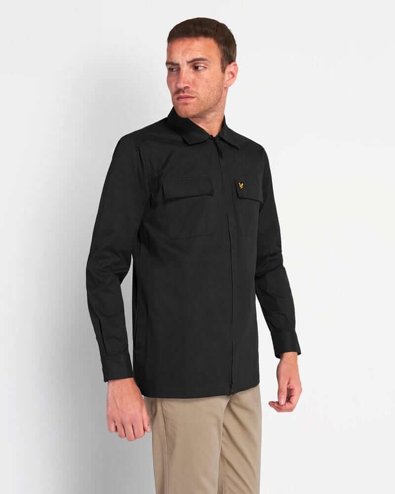 Lyle and Scott Cord Zip-Through Overshirt Jet Black