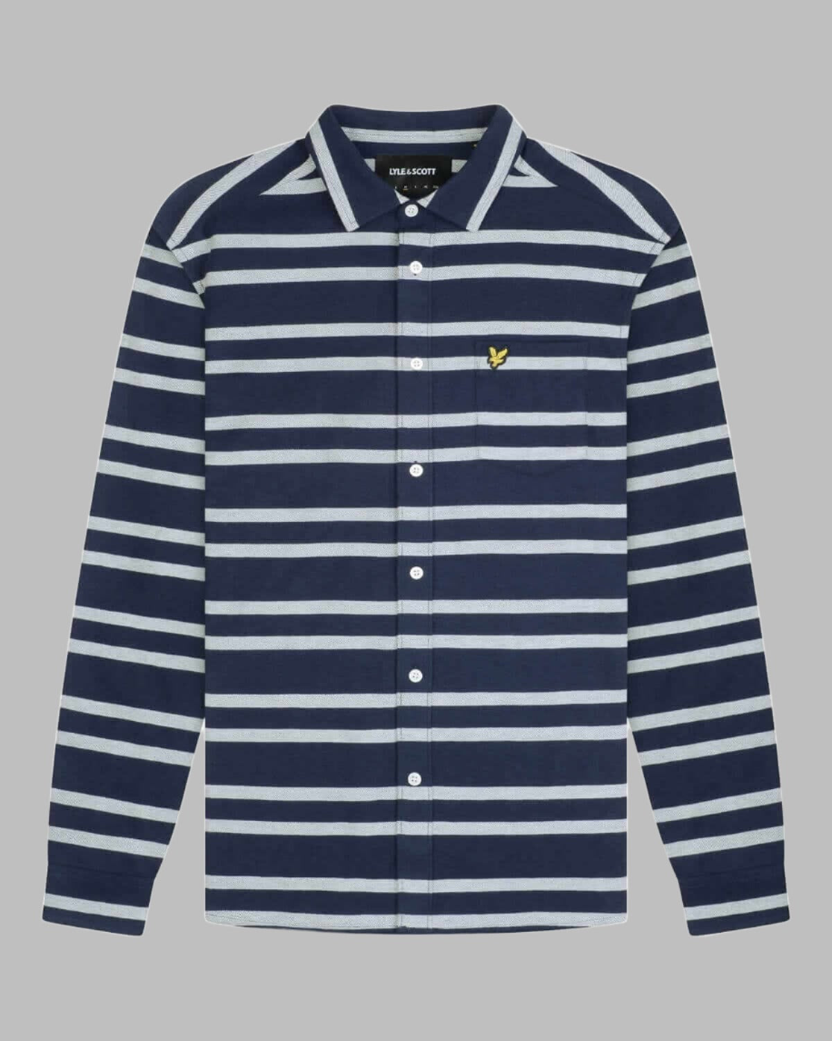 Lyle and Scott Double Stripe Brushed Shirt Navy/Vanilla Ice