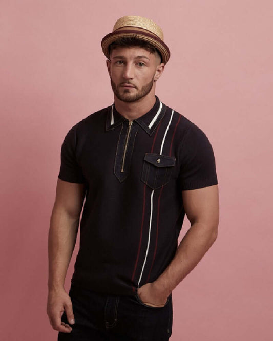 Gabicci Vintage ROBYN Zip Polo Navy Gabicci Vintage