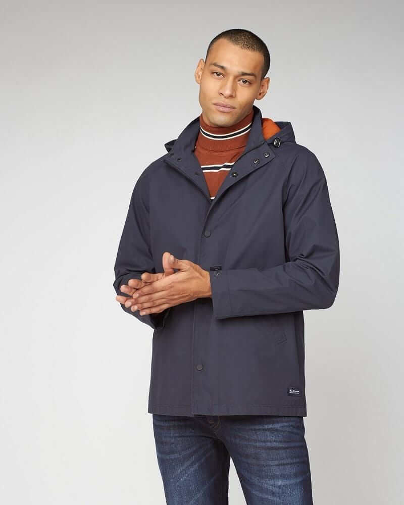 Ben Sherman Hooded Coach Jacket Midnight Blue