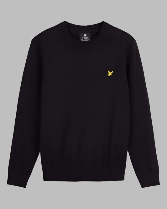 Lyle and Scott Cotton Crew Neck Jumper Dark Navy