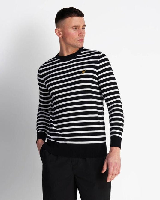 Lyle and Scott Breton Stripe Sweatshirt Dark Navy/White