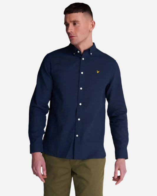 Lyle and Scott Cotton Linen Shirt Navy - indi menswear