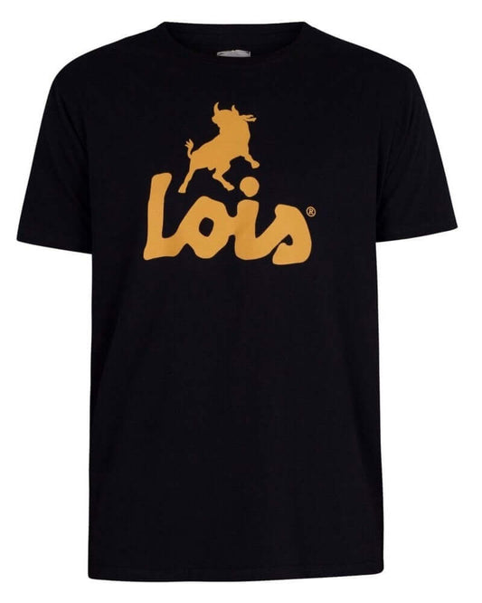 Lois Jeans NEW BACO Logo T Shirt Dark Navy/Yellow