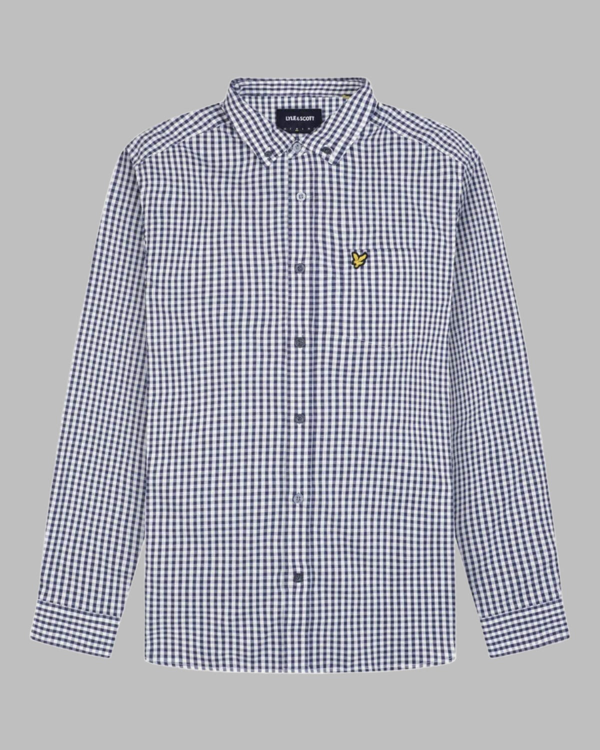 Lyle and Scott Slim Fit Gingham Shirt Navy/White