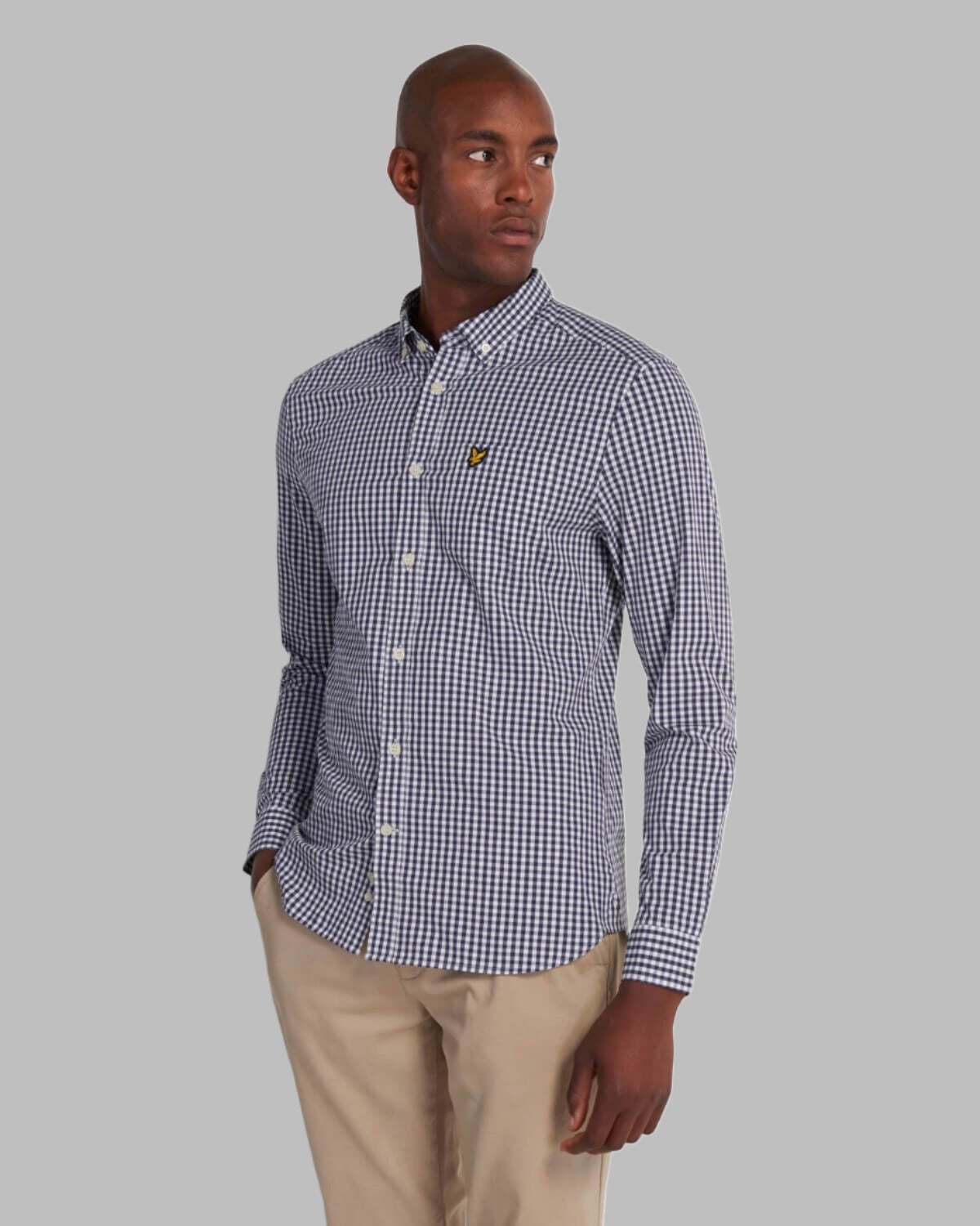 Lyle and Scott Slim Fit Gingham Shirt Navy/White