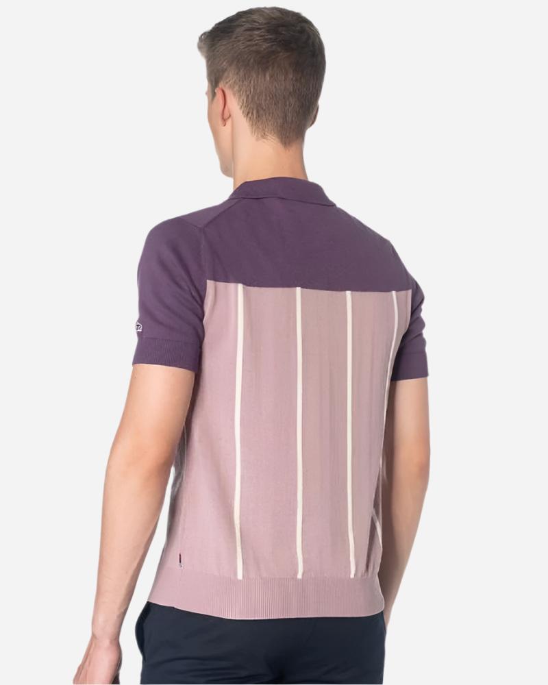 Merc London MARBLE Two-Tone Polo Knit Plum