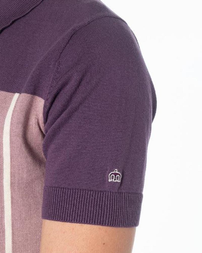 Merc London MARBLE Two-Tone Polo Knit Plum Merc Clothing