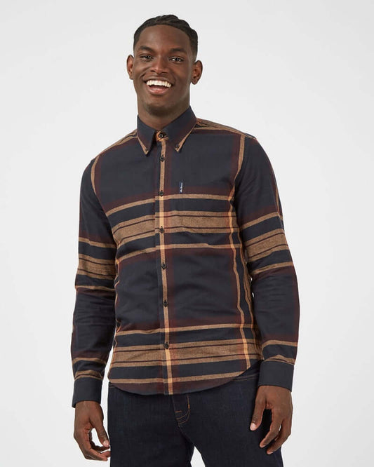 Ben Sherman Shirt Oversized Check Caramel-HALF PRICE!