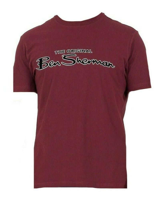 Crew Neck Short Sleeve T Shirt Classic Fit Flocked Chest Print 100% Cotton Machine wash Ben Sherman T Shirt in dark navy featuring the original signature logo on the chest in a flocked print. A classic Mod style that's ideal for your wardrobe.