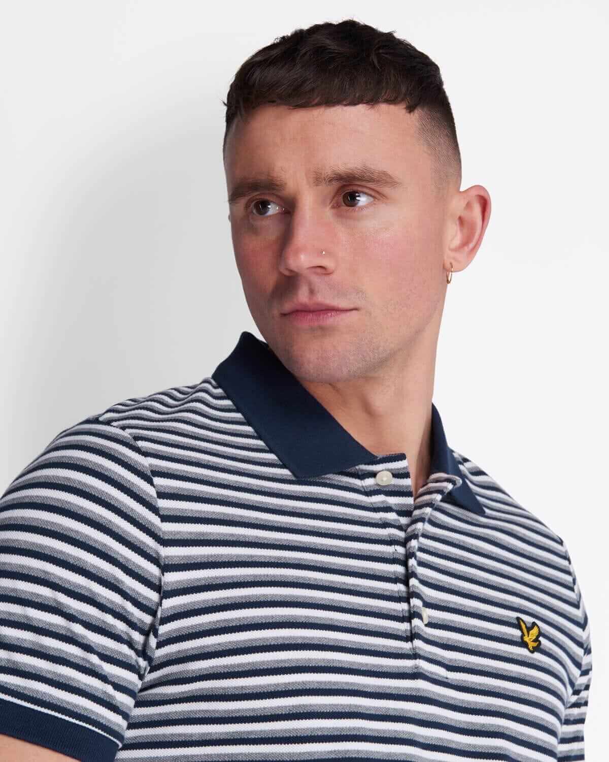 Lyle and Scott Stripe Polo Shirt Navy