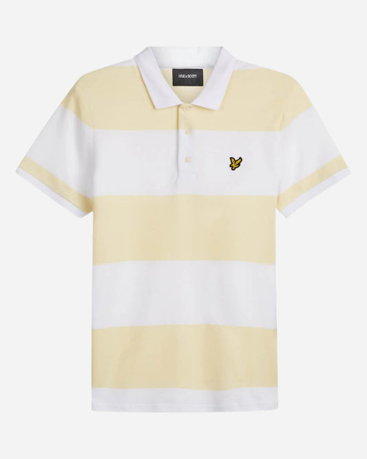 Lyle and Scott Wide Stripe Polo Buttercream - indi menswear