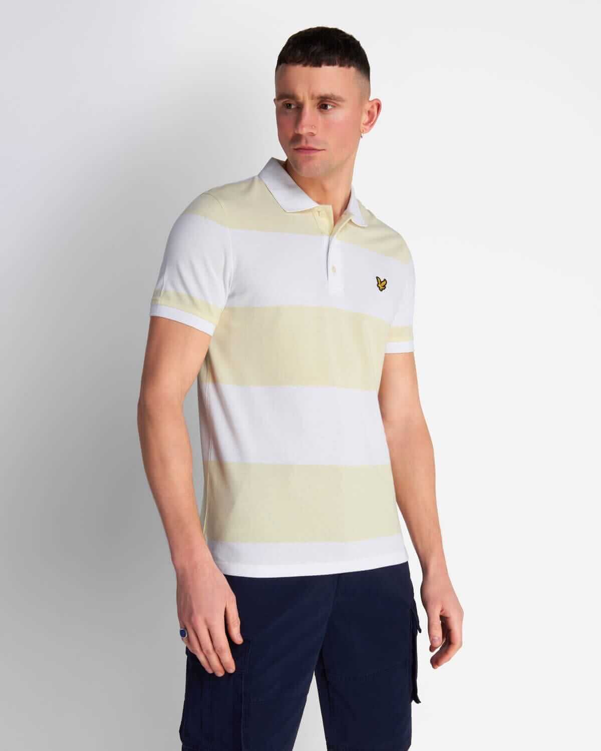 Lyle and Scott Wide Stripe Polo Buttercream